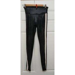 Spanx womens small black cream tuxedo moto leggings